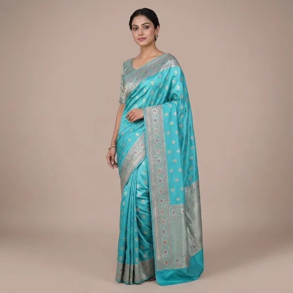 Turquoise_Premium_And_Fancy_Design_Katan_Silk_Saree_For_Women