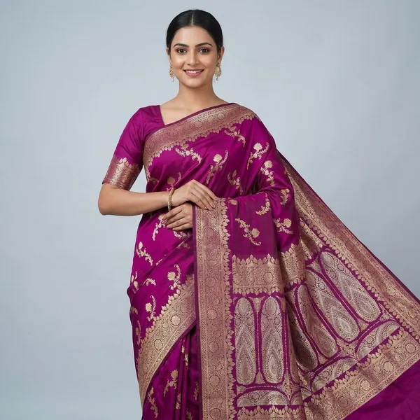 Magenta_Premium_And_Fancy_Design_Semi_Katan_Saree_For_Women