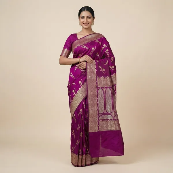 Magenta_Premium_And_Fancy_Design_Semi_Katan_Saree_For_Women