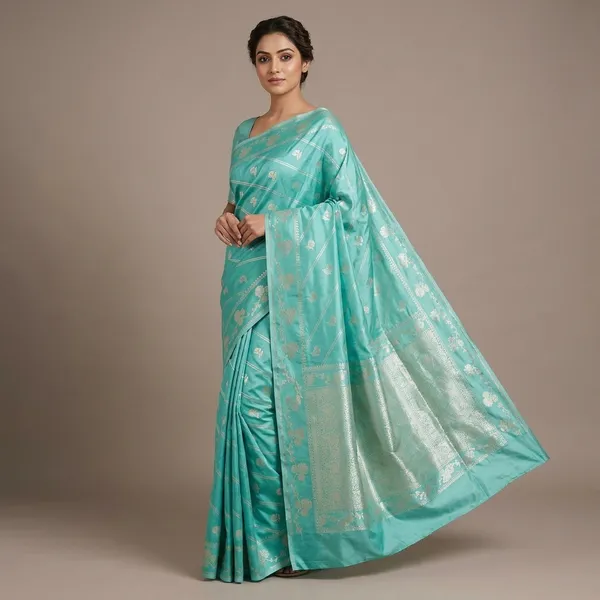 Turquoise_Premium_And_Fancy_Design_Katan_Silk_Saree_For_Women