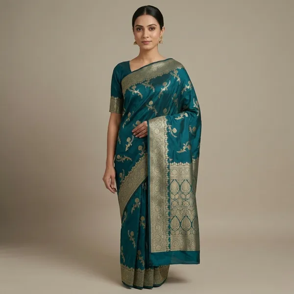 Teal_Premium_And_Fancy_Design_Semi_Katan_Saree_For_Women