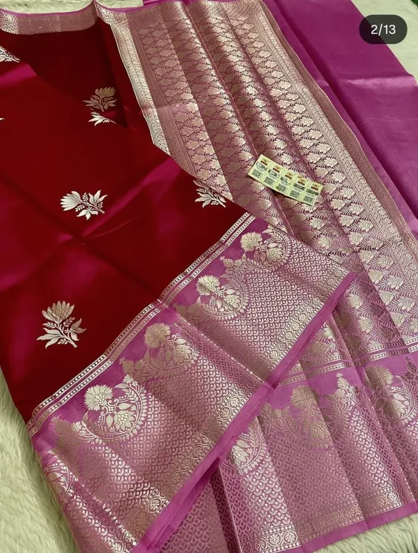 Maroon_Silk_Floral_Zari_Weave_Saree_For_Women