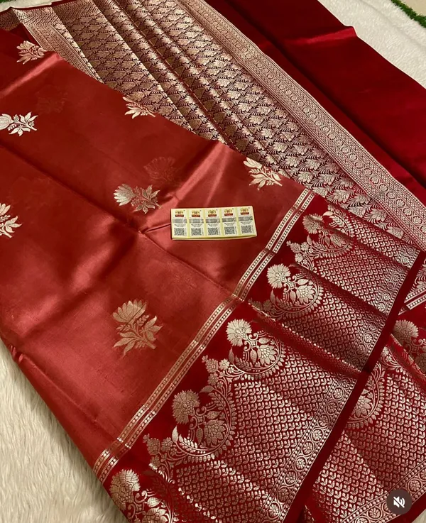 Red_Silk_Banarasi_Saree_With_Zari_Floral_Motifs_And_Border_For_Women