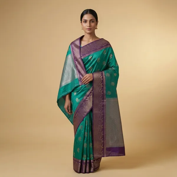 Teal_Green_Premium_And_Fancy_Design_Synthetic_Silk_Semi_Saree_For_Women