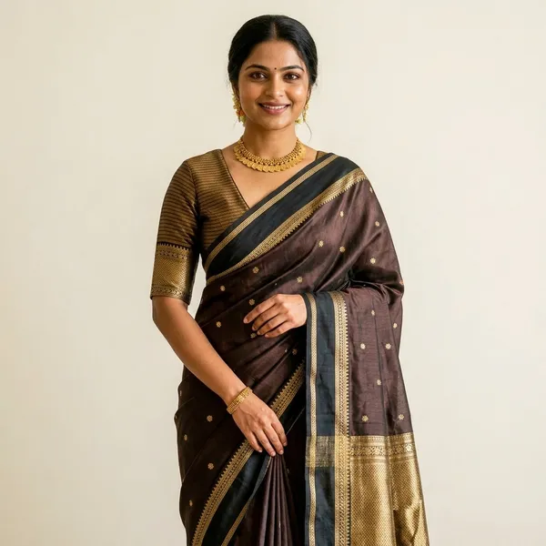 Brown_Premium_And_Fancy_Design_Semi_Katan_Saree_For_Women
