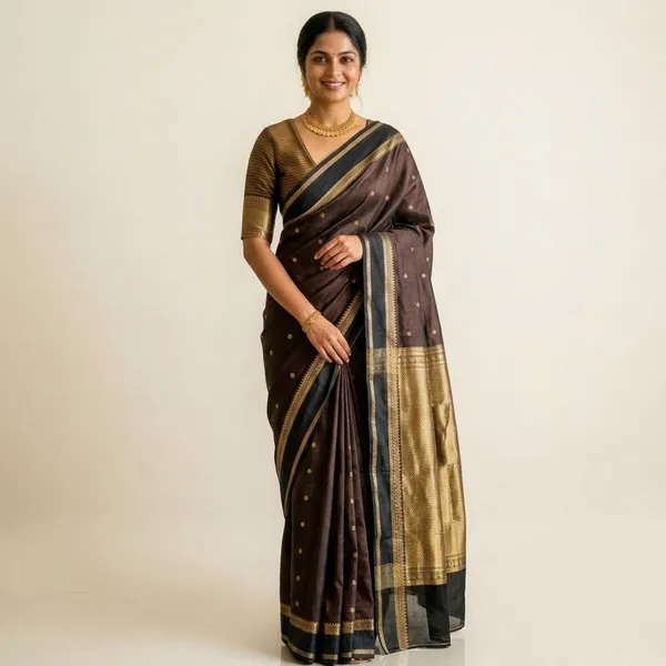 Brown_Premium_And_Fancy_Design_Semi_Katan_Saree_For_Women