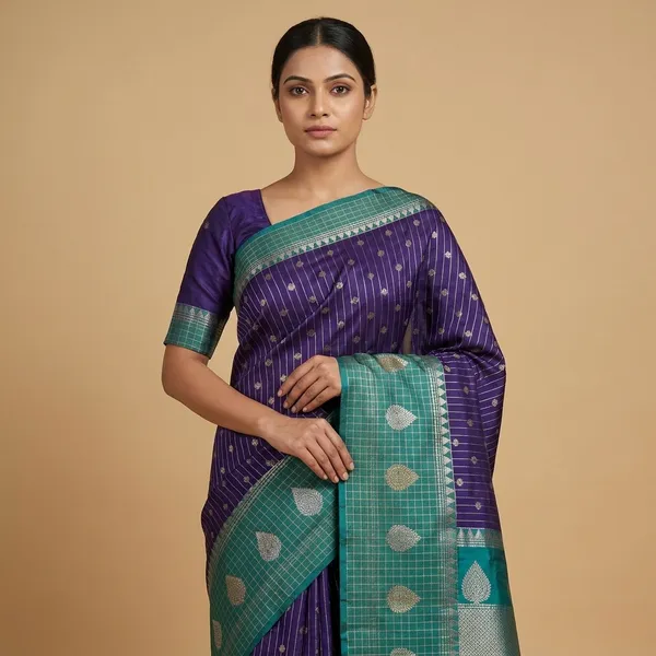 Purple_And_Green_Premium_And_Fancy_Design_Katan_Silk_Saree_For_Women