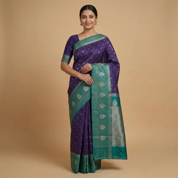 Purple_And_Green_Premium_And_Fancy_Design_Katan_Silk_Saree_For_Women