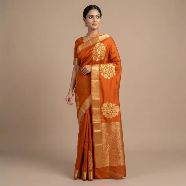 Orange_Premium_And_Fancy_Design_Organza_Silk_Saree_For_Women