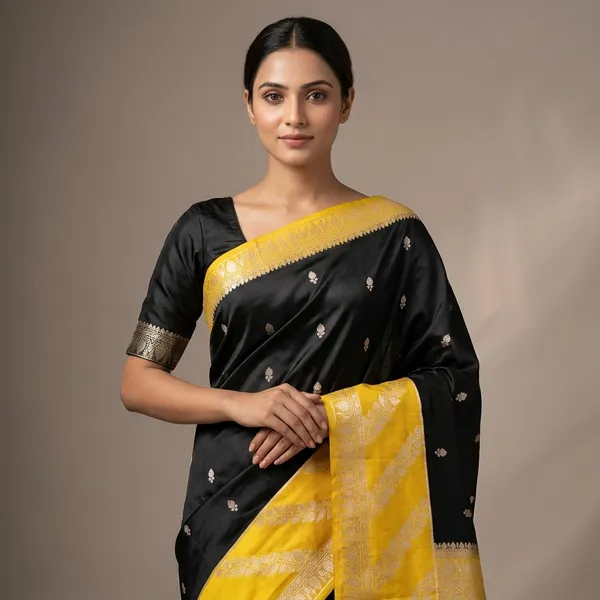 Black_And_Yellow_Premium_And_Fancy_Design_Katan_Silk_Saree_For_Women