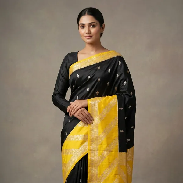 Black_And_Yellow_Premium_And_Fancy_Design_Katan_Silk_Saree_For_Women