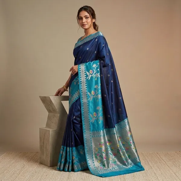 Navy_Blue_Premium_And_Fancy_Design_Semi_Katan_Saree_For_Women