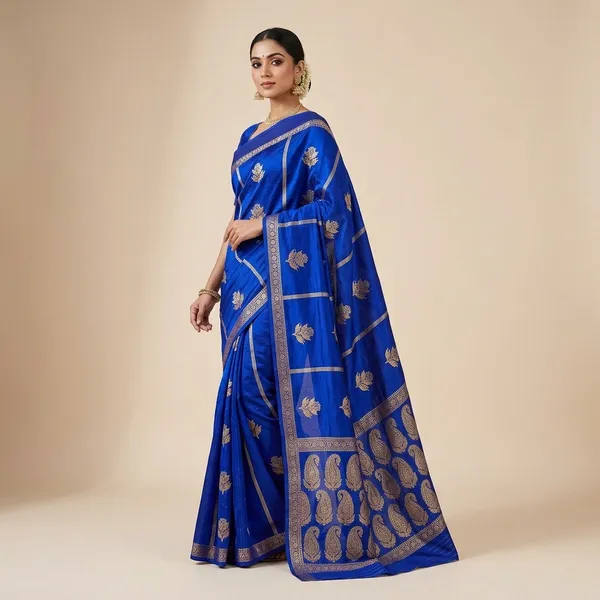 Royal_Blue_Embroidered_Saree_For_Women