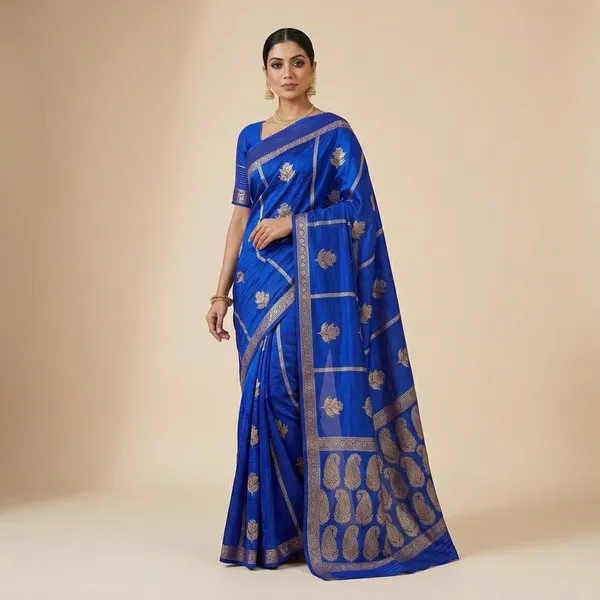 Royal_Blue_Embroidered_Saree_For_Women