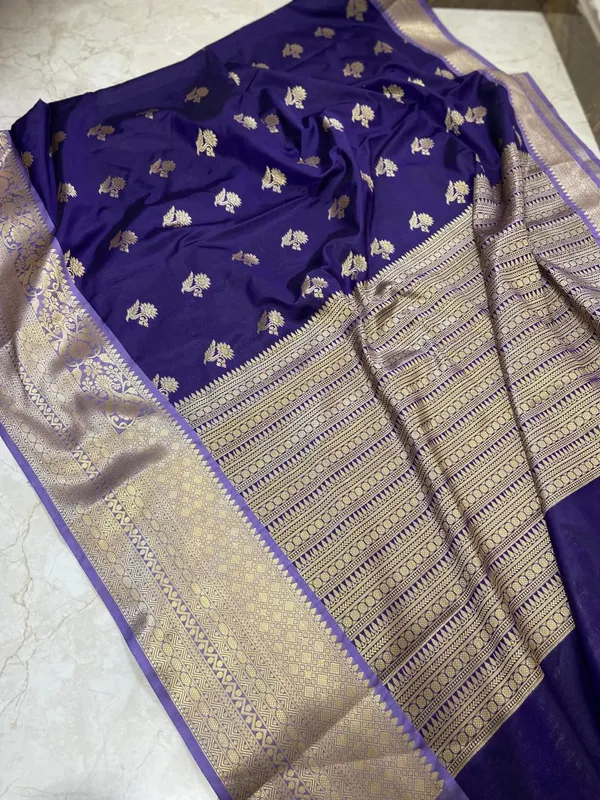 Purple_Silk_Banarasi_Saree_With_Golden_Zari_Border_For_Women