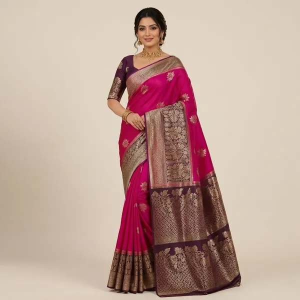 Pink_Silk_Zari_Woven_Floral_Motif_Saree_For_Women