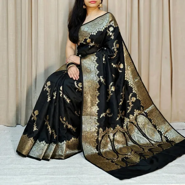 Black_Premium_And_Fancy_Design_Semi_Katan_Silk_Saree_For_Women