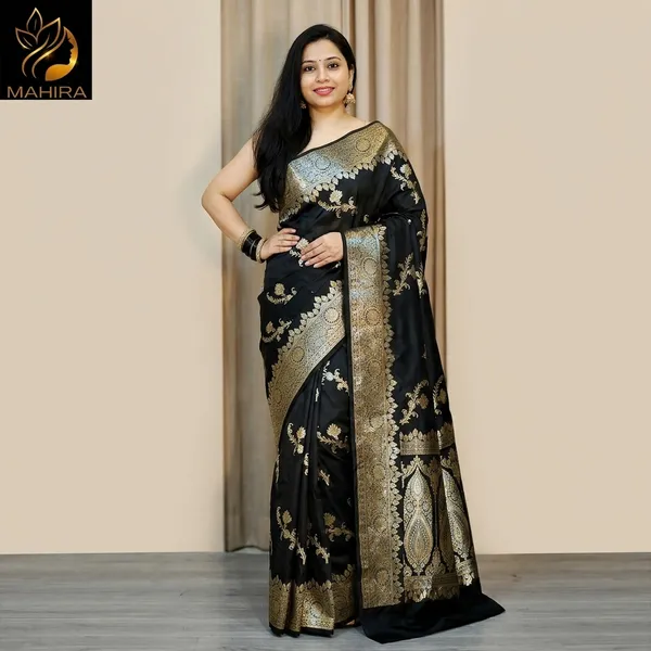 Black_Premium_And_Fancy_Design_Semi_Katan_Silk_Saree_For_Women