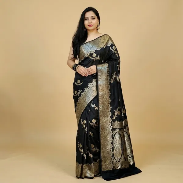 Black_Premium_And_Fancy_Design_Semi_Katan_Silk_Saree_For_Women