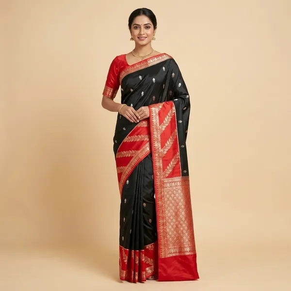 Black_And_Red_Premium_And_Fancy_Design_Katan_Silk_Saree_For_Women