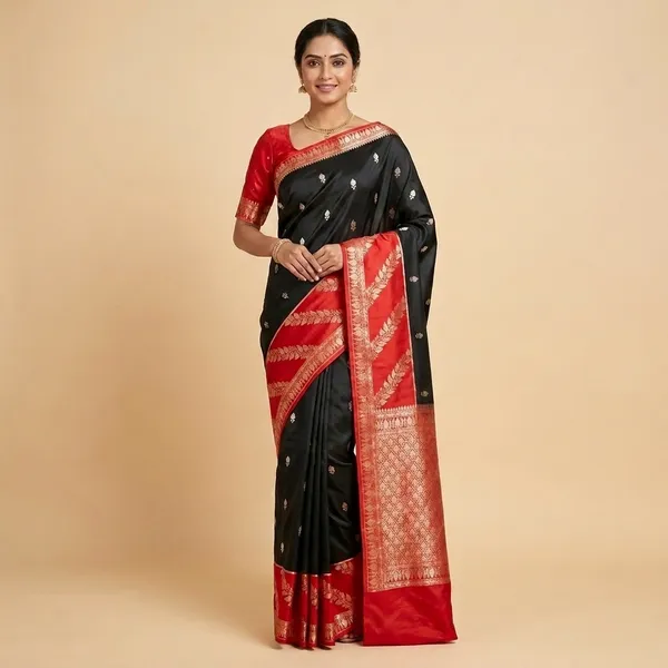 Black_And_Red_Premium_And_Fancy_Design_Katan_Silk_Saree_For_Women