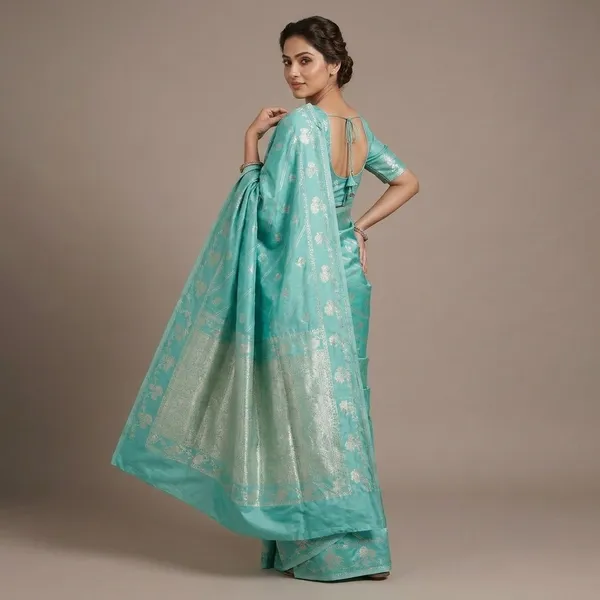 Turquoise_Premium_And_Fancy_Design_Katan_Silk_Saree_For_Women