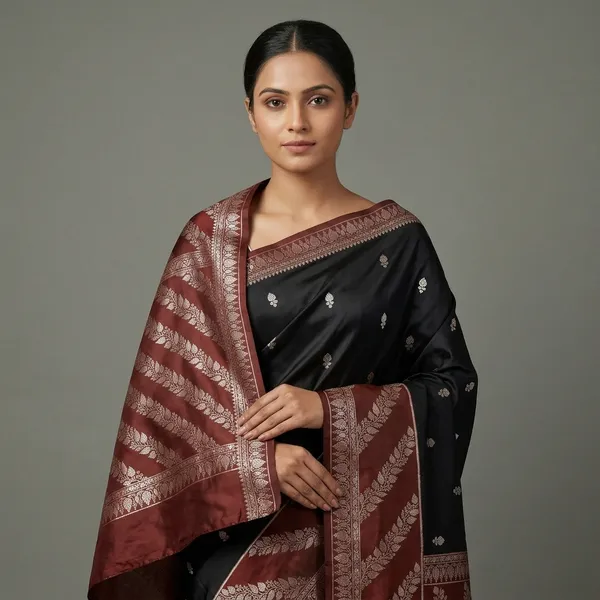 Black_And_Maroon_Premium_And_Fancy_Design_Katan_Silk_Saree_For_Women