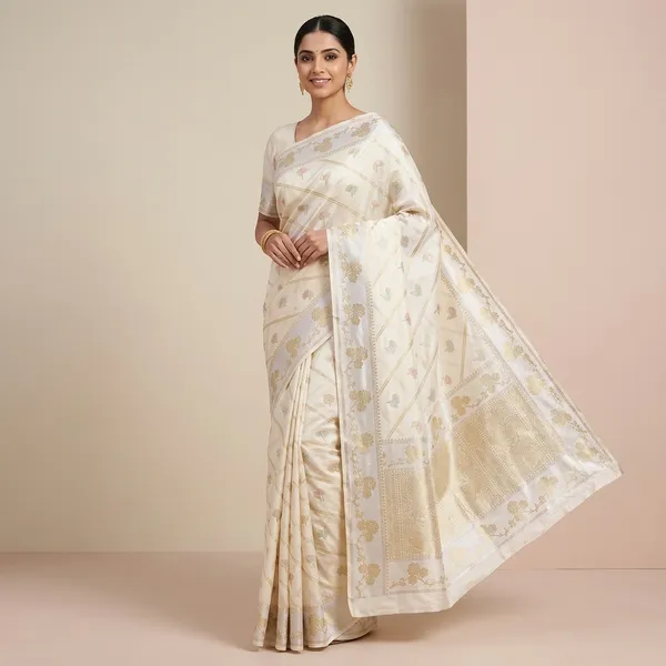 White_Premium_And_Fancy_Design_Synthetic_Silk_Saree_For_Women