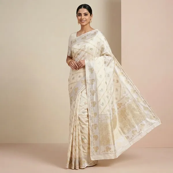 White_Premium_And_Fancy_Design_Synthetic_Silk_Saree_For_Women