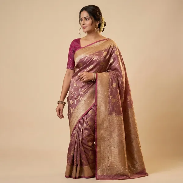 Pink_Banarasi_Silk_Floral_Embroidered_Saree_For_Women