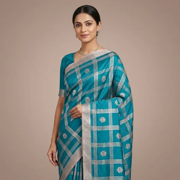 Turquoise_Premium_And_Fancy_Design_Katan_Silk_Saree_For_Women