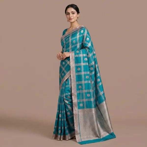 Turquoise_Premium_And_Fancy_Design_Katan_Silk_Saree_For_Women