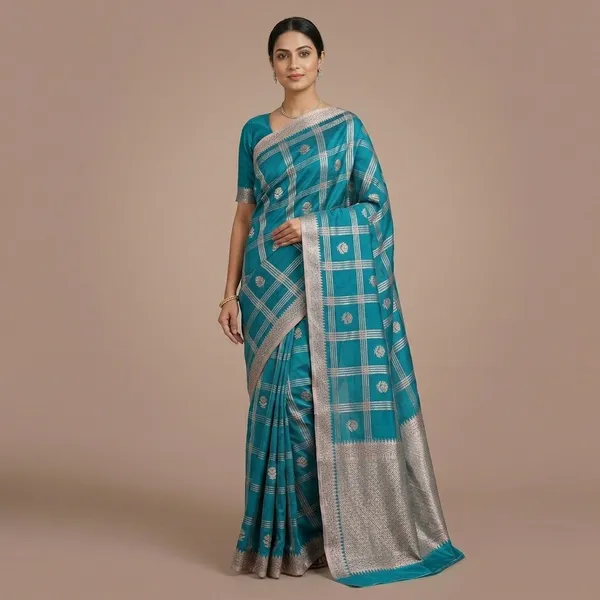 Turquoise_Premium_And_Fancy_Design_Katan_Silk_Saree_For_Women