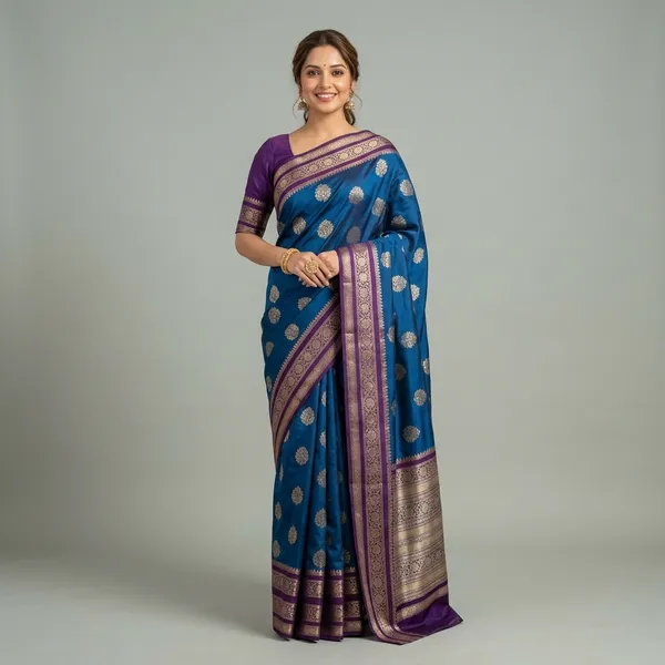 Blue_And_Purple_Premium_And_Fancy_Design_Semi_Kattan_Mango_Saree_For_Women