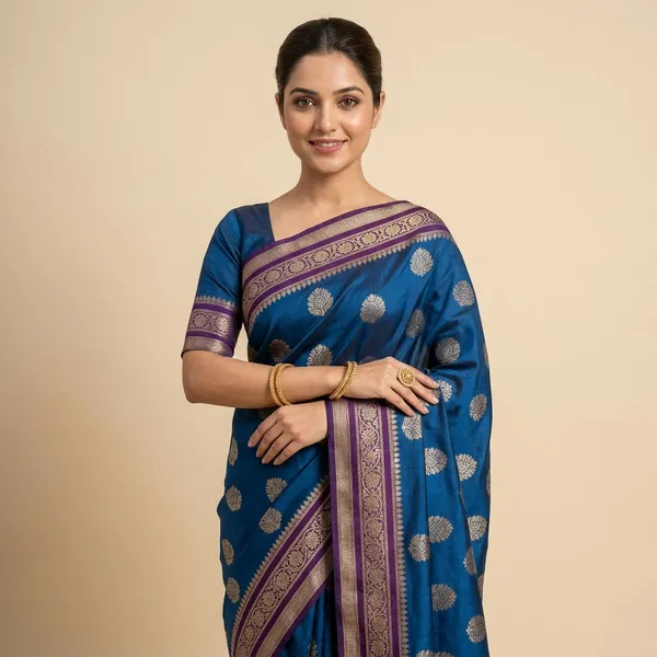 Blue_And_Purple_Premium_And_Fancy_Design_Semi_Kattan_Mango_Saree_For_Women