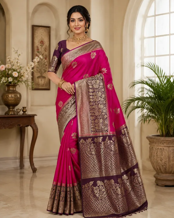 Pink_Silk_Zari_Woven_Floral_Motif_Saree_For_Women