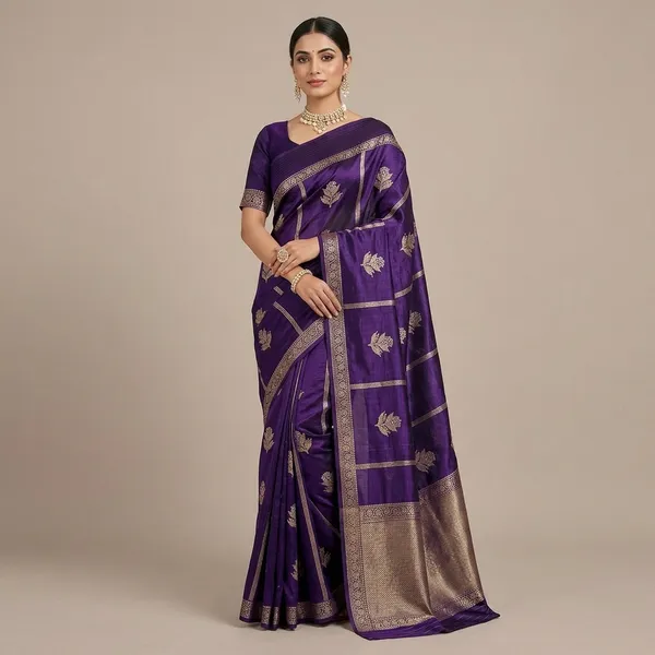 Purple_Embroidered_Saree_For_Women
