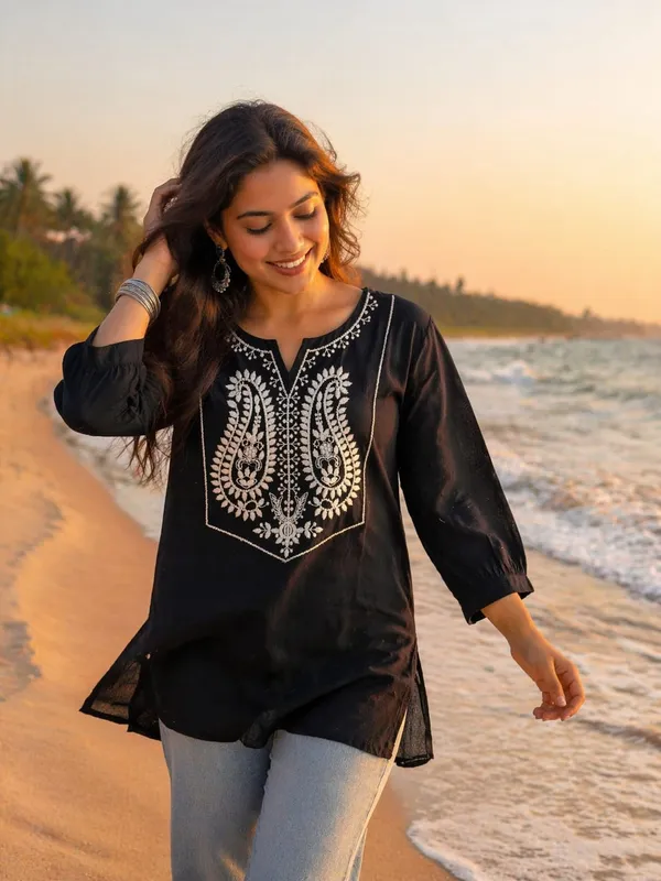 Black_Embroidered_Straight_Kurti_for_Women