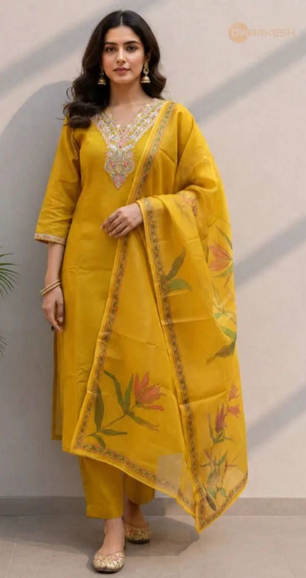 Yellow_Rayon_Straight_Embroidered_3-Piece_Kurta_Set_For_Women