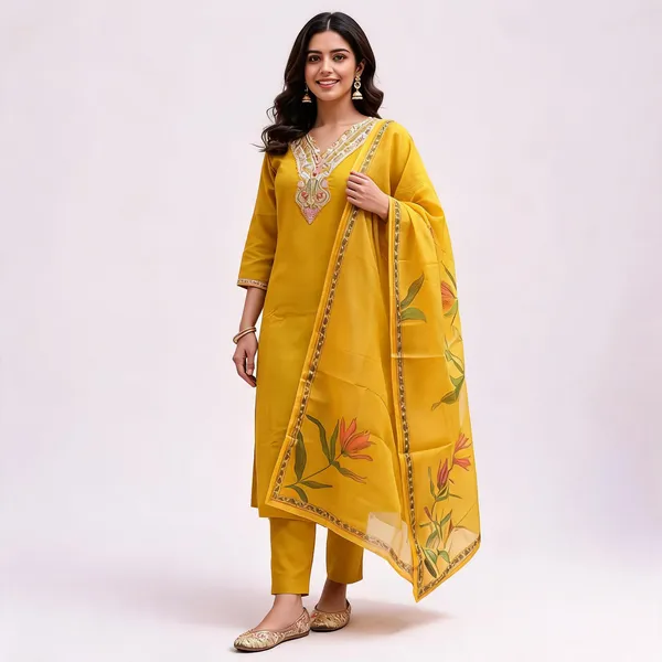 Yellow_Rayon_Straight_Embroidered_3-Piece_Kurta_Set_For_Women