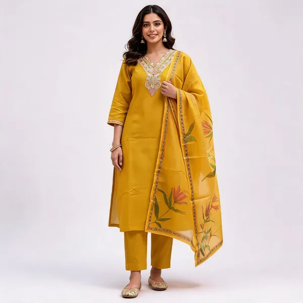 Yellow_Rayon_Straight_Embroidered_3-Piece_Kurta_Set_For_Women