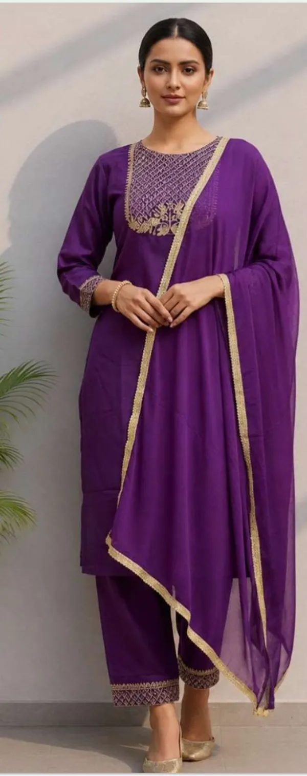 Purple_Rayon_Slub_Straight_Embroidered_3_Piece_Suit_For_Women