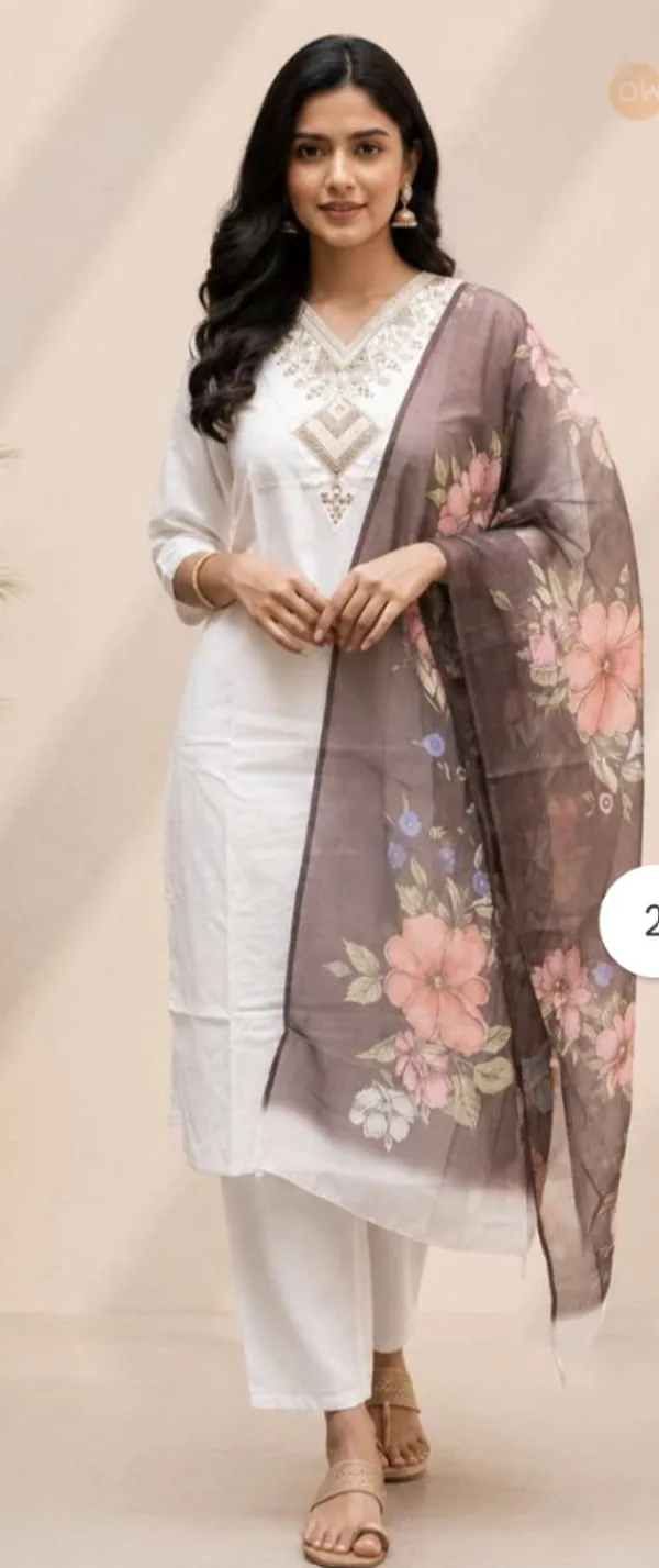 White_Rayon_Slub_Straight_Embroidered_3_Piece_Suit_With_Dupatta_For_Women
