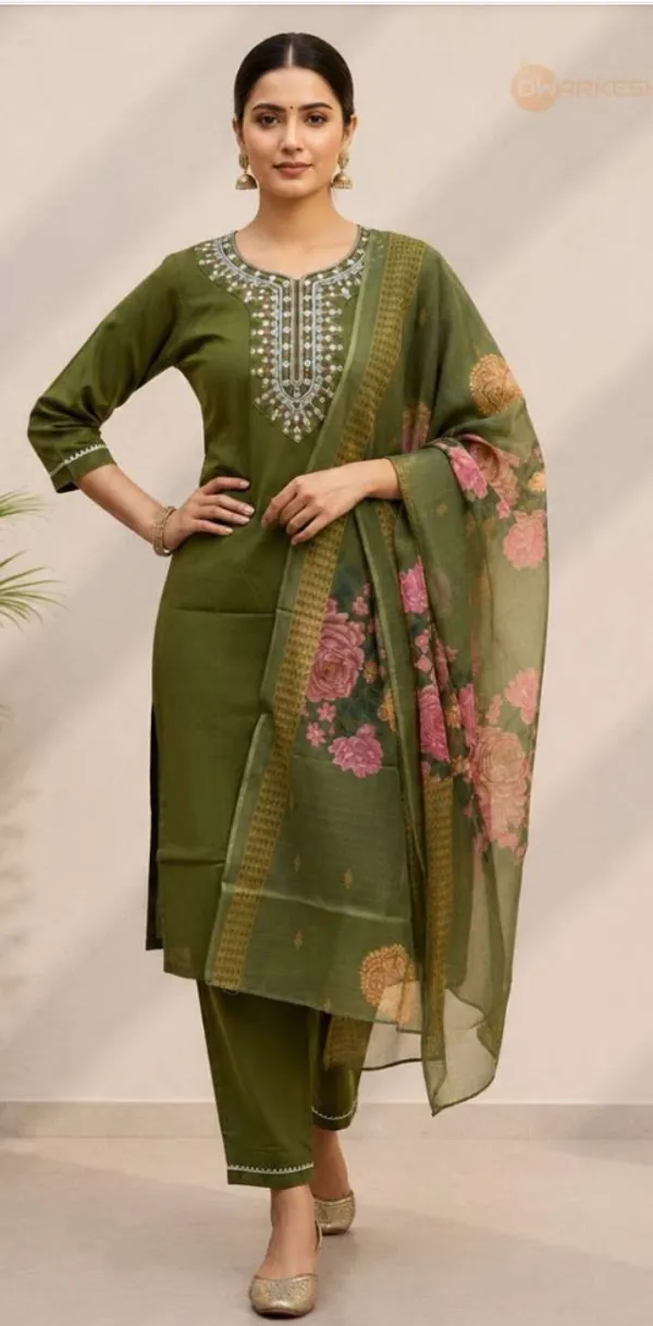 Green_Rayon_Slub_Straight_Embroidered_3_Piece_Suit_For_Women
