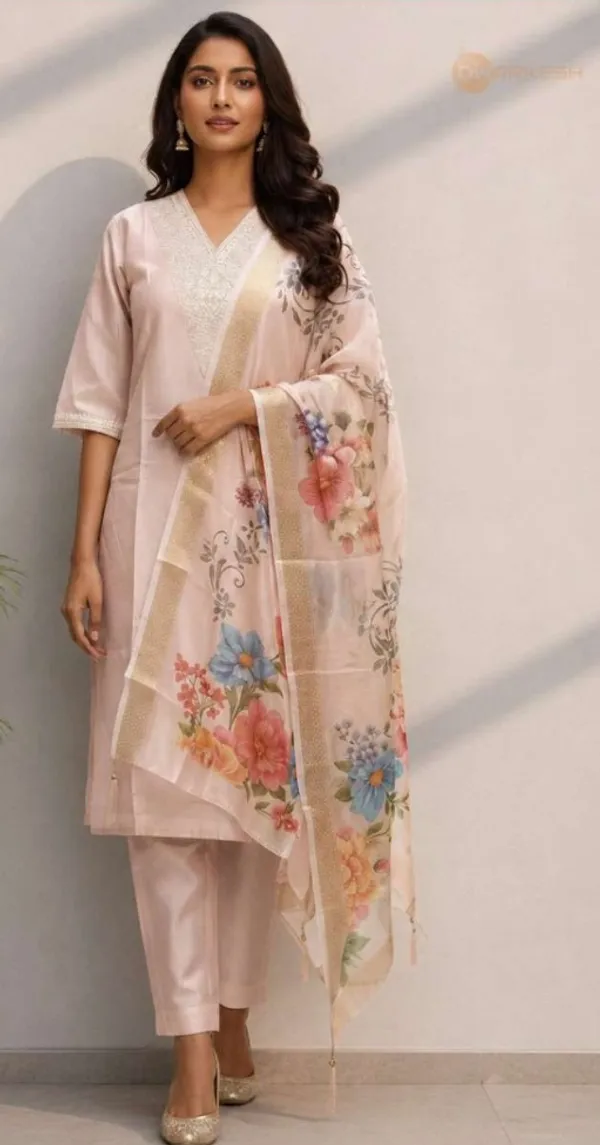 Peach_Roman_Silk_Straight_Embroidered_Kurta_Set_With_Dupatta_For_Women