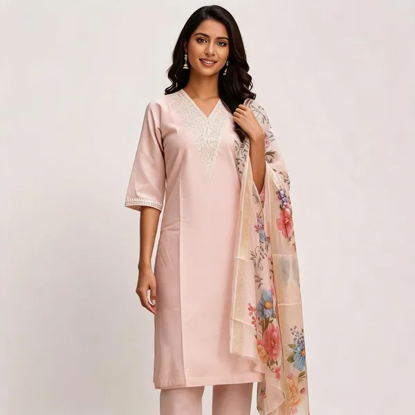 Peach_Roman_Silk_Straight_Embroidered_Kurta_Set_With_Dupatta_For_Women