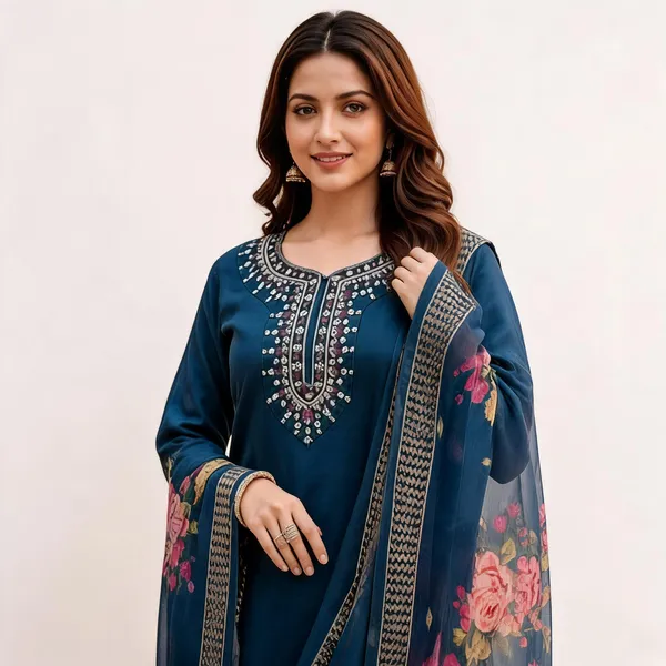 Teal_Rayon_Slub_Straight_Embroidered_Kurta_Set_For_Women