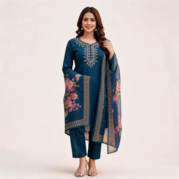 Teal_Rayon_Slub_Straight_Embroidered_Kurta_Set_For_Women