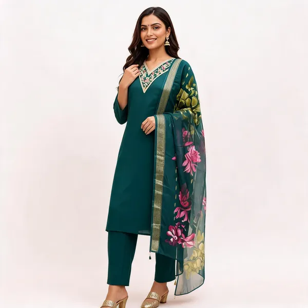 Teal_Silk_Straight_Embroidered_Floral_Dupatta_3-Piece_Suit_For_Women
