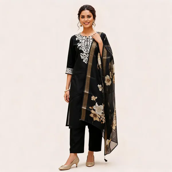 Black_Roman_Silk_Straight_Embroidered_Kurta_Palazzo_Set_For_Women